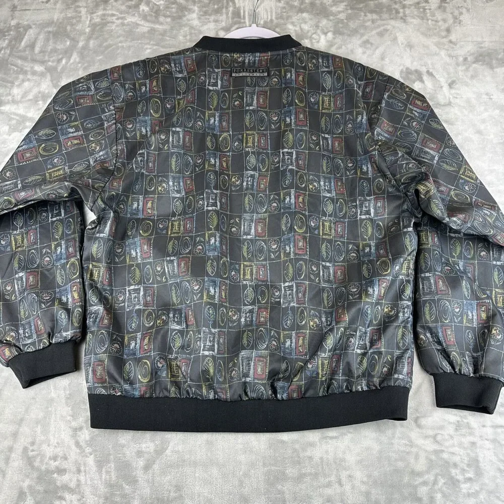 Forester's Performance Outerwear Pullover Women's Small Black Flower Leaf (0737)